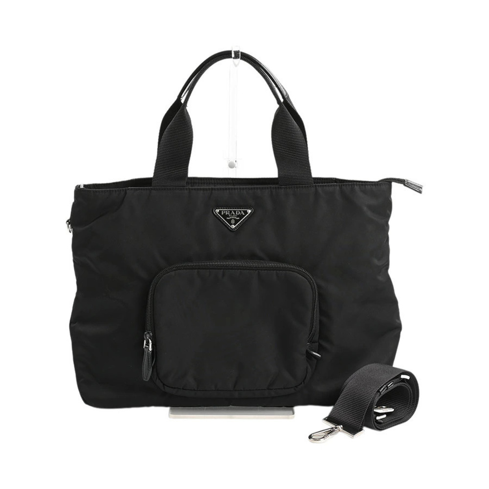 Prada Vela 2Way Tote Shoulder Bag Black